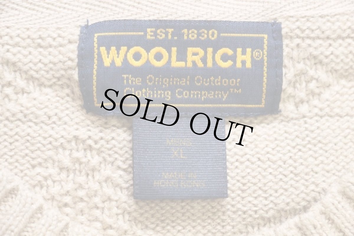 画像4: 00s Woolrichウールリッチ ツリー フィッシュ 編み柄 ラミー×コットンニット セーター カーキ XL (4)