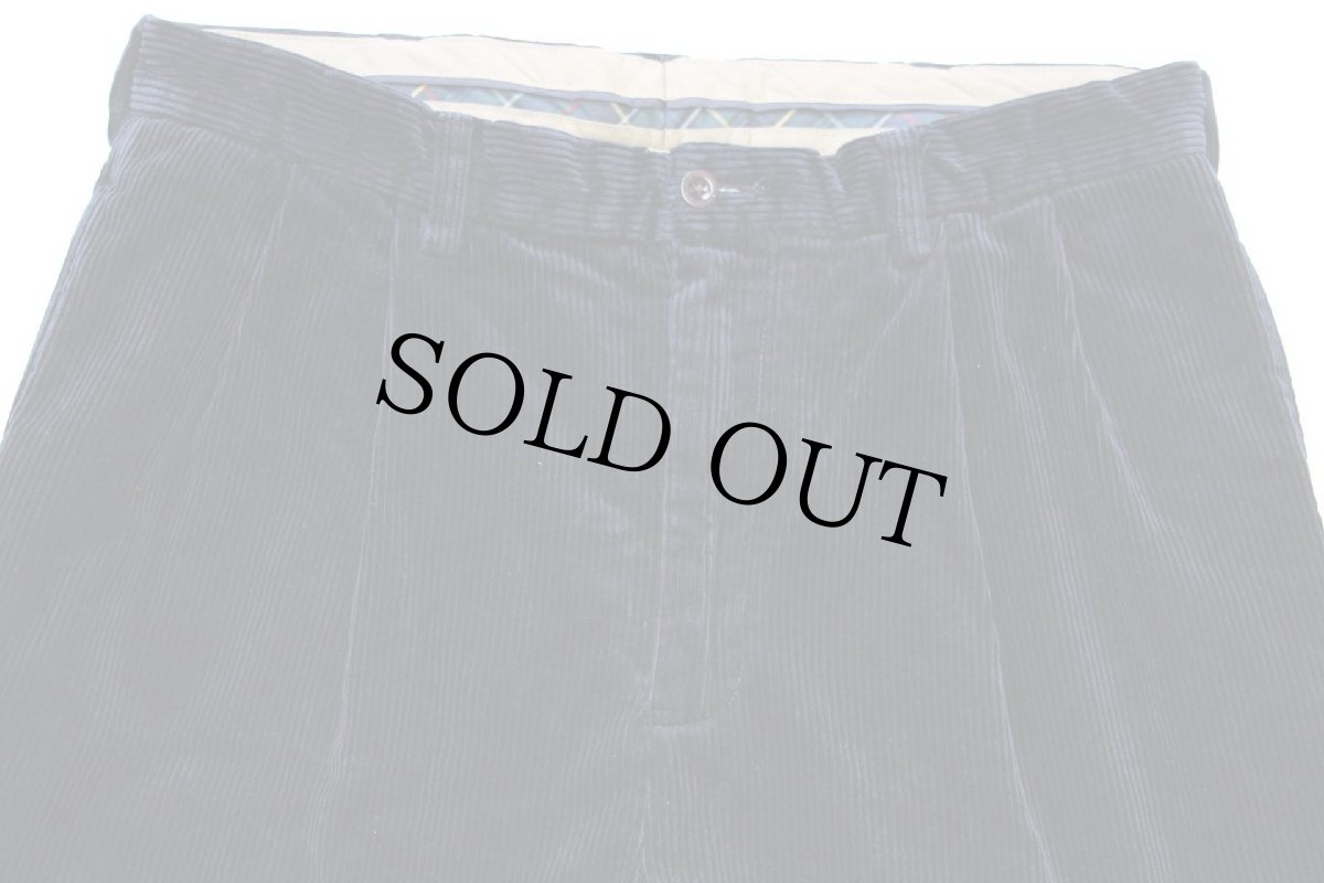 画像4: 00s ポロ ラルフローレン ツータック コットン 太畝 コーデュロイパンツ 濃紺 w34 (4)