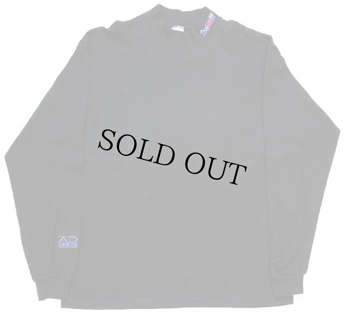 画像2: 90s Sno Fest!!! 刺繍 モックネック コットン 長袖Tシャツ 黒 L (2)