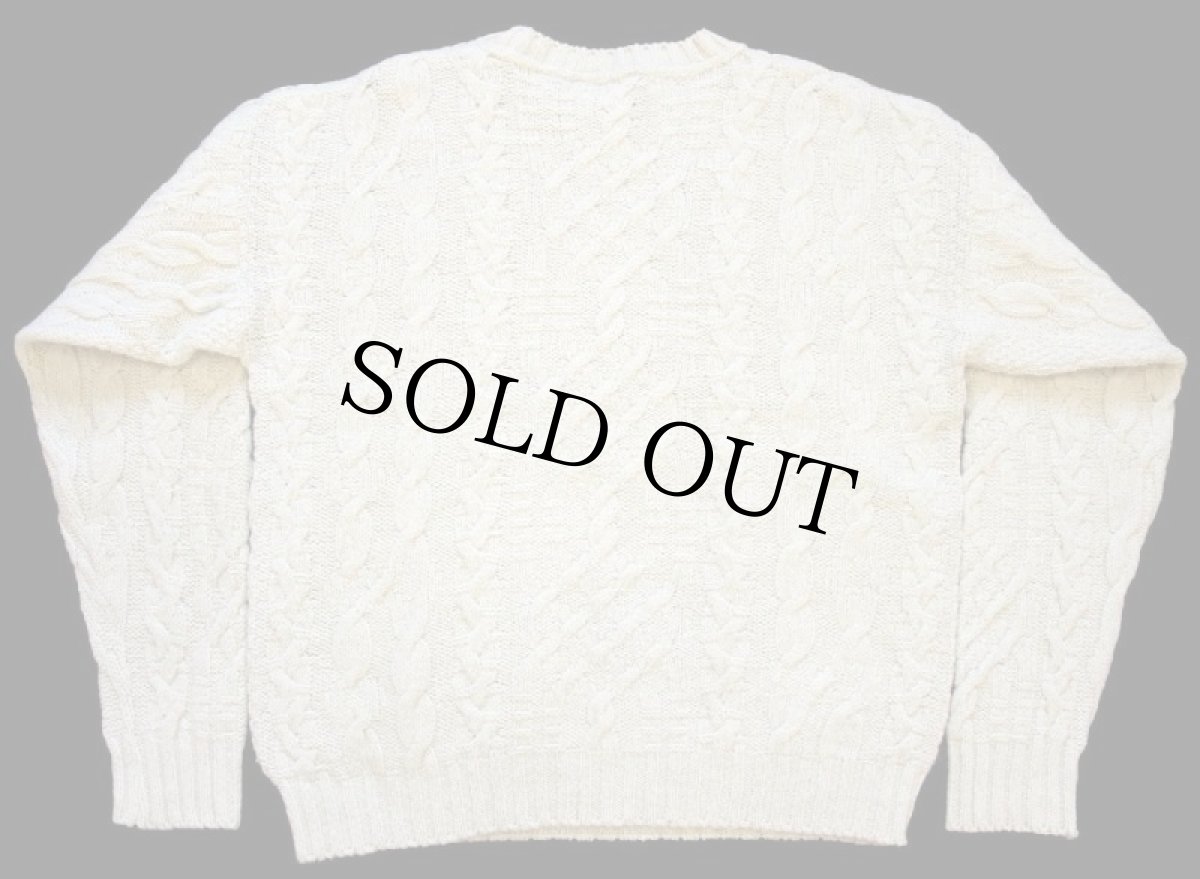 画像2: 90s USA製 EddieBauerエディーバウアー ケーブル編み ウールニット セーター ナチュラル L (2)