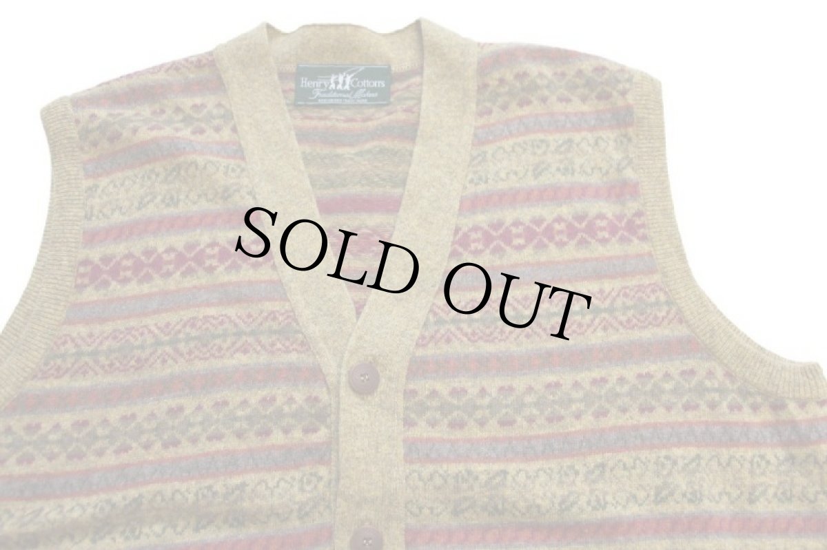 画像3: 90s イタリア製 Henry Cotton's フェアアイル柄 ウールニット ベスト カーディガン M (3)