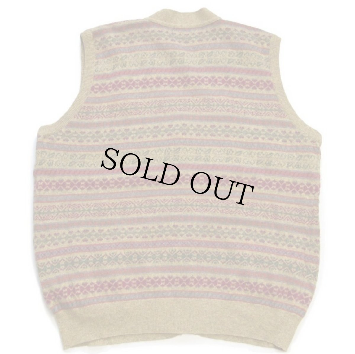 画像2: 90s イタリア製 Henry Cotton's フェアアイル柄 ウールニット ベスト カーディガン M (2)