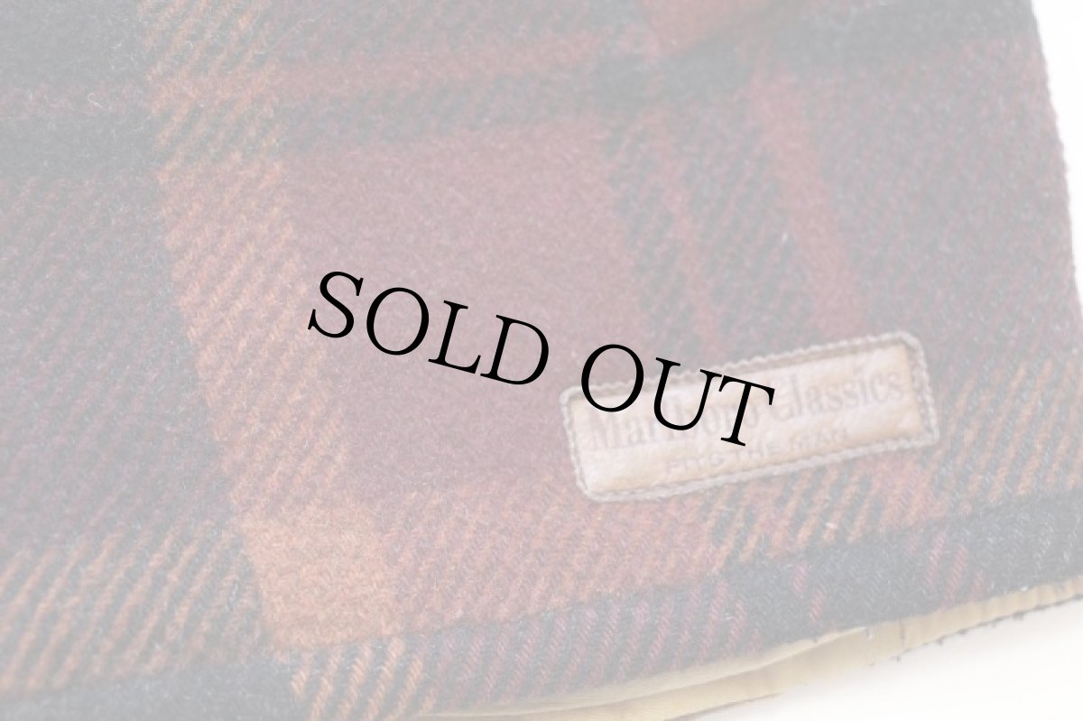 画像5: 90s イタリア製 Marlboro Classics レザーヨーク チェック×無地 切り替え チンスト&フード付き ウール×アルパカ混 ベスト 46 (5)