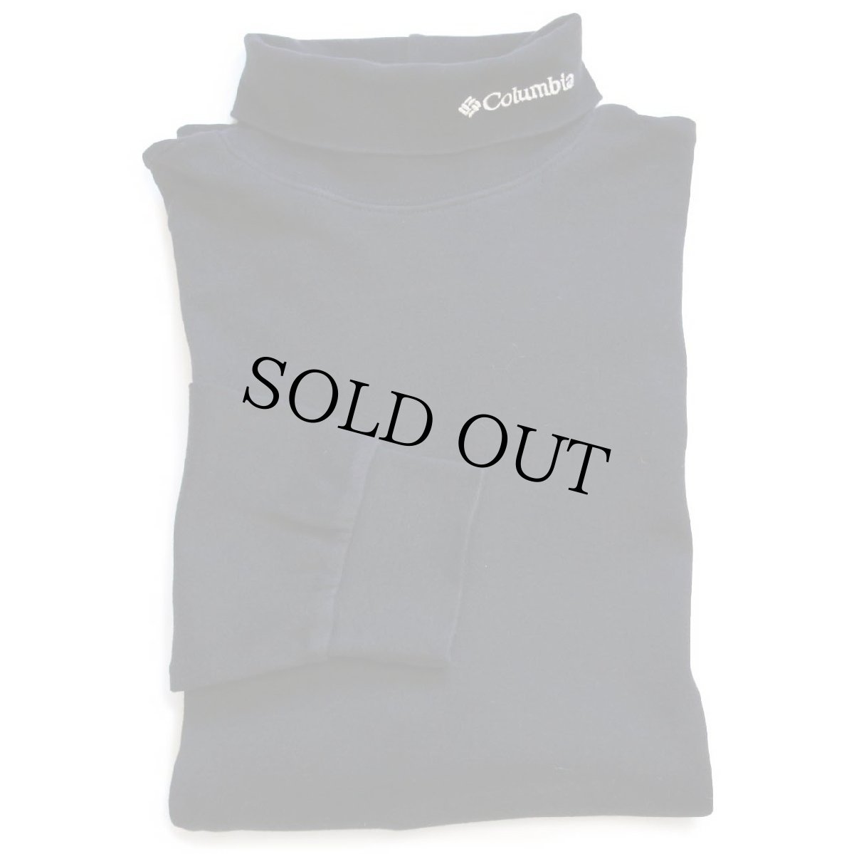 画像1: 00s Columbiaコロンビア ロゴ刺繍 タートルネック コットン カットソー 黒 S (1)