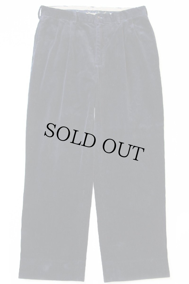 画像2: 00s ポロ ラルフローレン ツータック コットン 太畝 コーデュロイパンツ 濃紺 w34 (2)