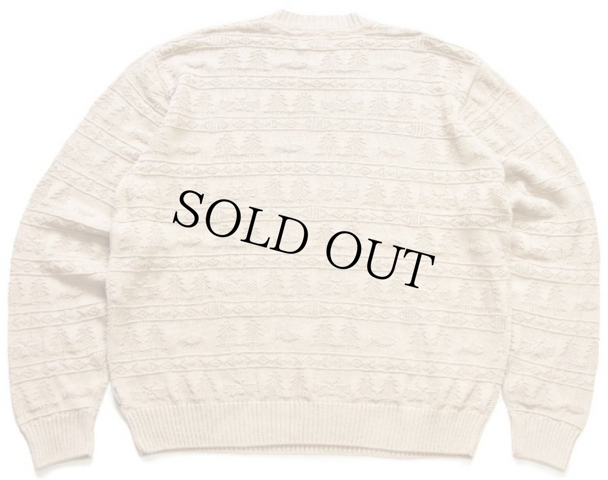 画像2: 00s Woolrichウールリッチ ツリー フィッシュ 編み柄 ラミー×コットンニット セーター カーキ XL (2)