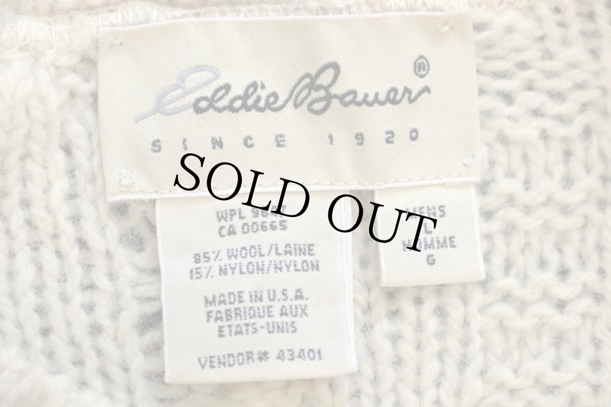 画像4: 90s USA製 EddieBauerエディーバウアー ケーブル編み ウールニット セーター ナチュラル L (4)