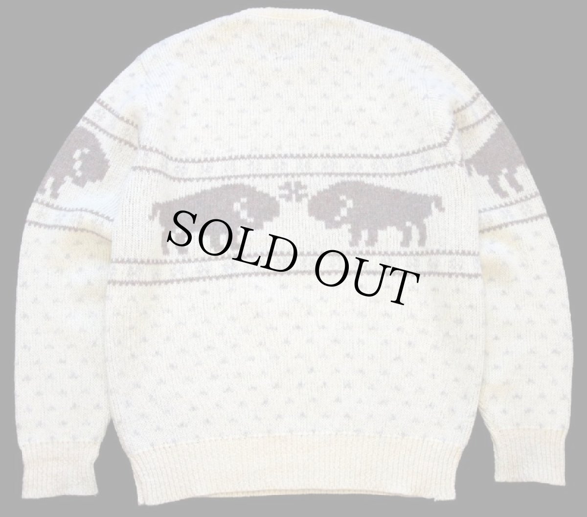 画像2: 70s USA製 PENDLETONペンドルトン バッファロー柄 ジャガード ウールニット セーター ナチュラル L (2)