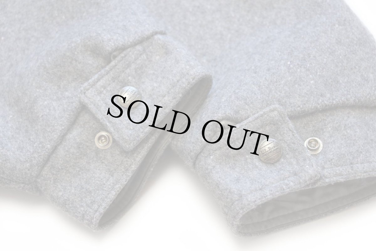 画像7: 80s USA製 L.L.Bean ツイードライナー メルトン ウール ストームコート 杢グレー L★マウンテン (7)