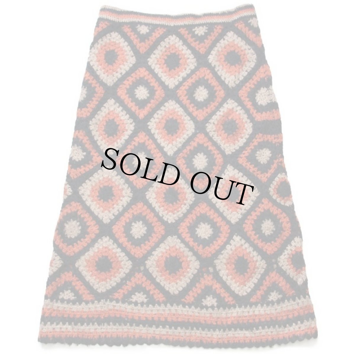 画像2: UNKNOWN スクエア モチーフ アクリルモヘヤ ニットスカート S★カギ編み (2)