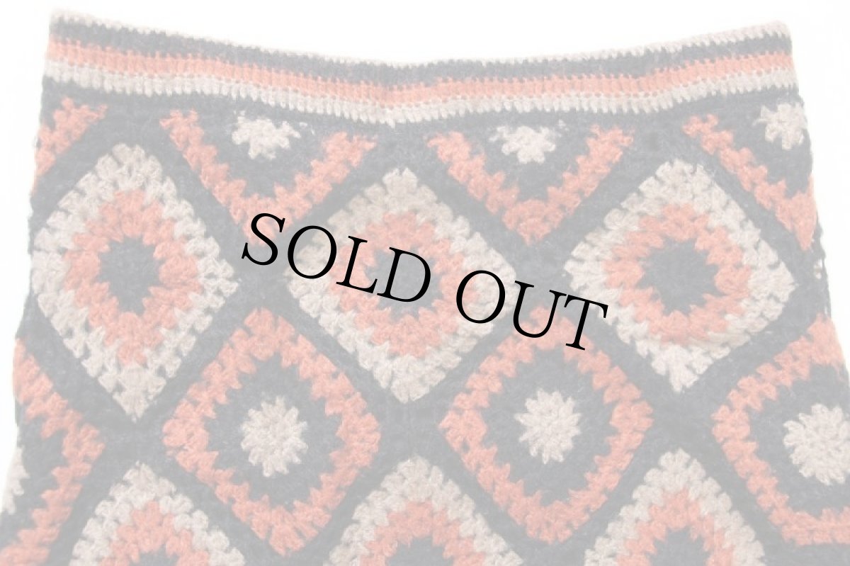 画像3: UNKNOWN スクエア モチーフ アクリルモヘヤ ニットスカート S★カギ編み (3)