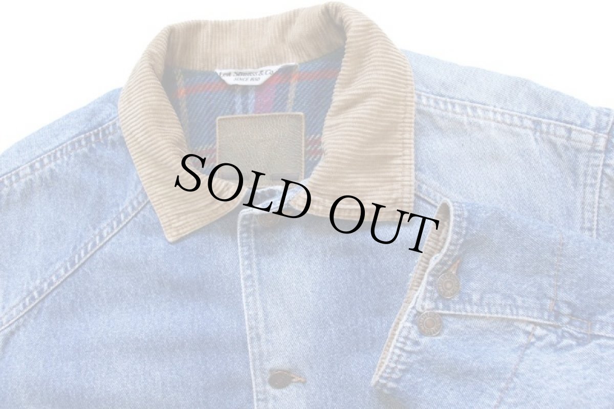 画像3: 80s イタリア製 Levi'sリーバイス サドルマン刺繍 チェック ネルライナー デニムコート★ユーロ (3)