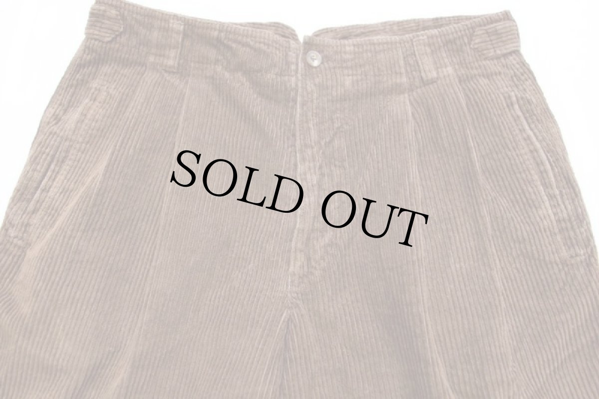 画像4: 90s イタリア製 Henry Cotton's ツータック コットン 太畝 コーデュロイパンツ 茶 50★スラックス (4)