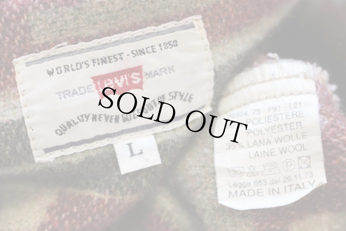 画像4: 90s イタリア製 Levi'sリーバイス フォークロア柄 フーデッド ウール混 ブランケット コート L★ユーロ (4)