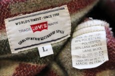 画像4: 90s イタリア製 Levi'sリーバイス フォークロア柄 フーデッド ウール混 ブランケット コート L★ユーロ (4)