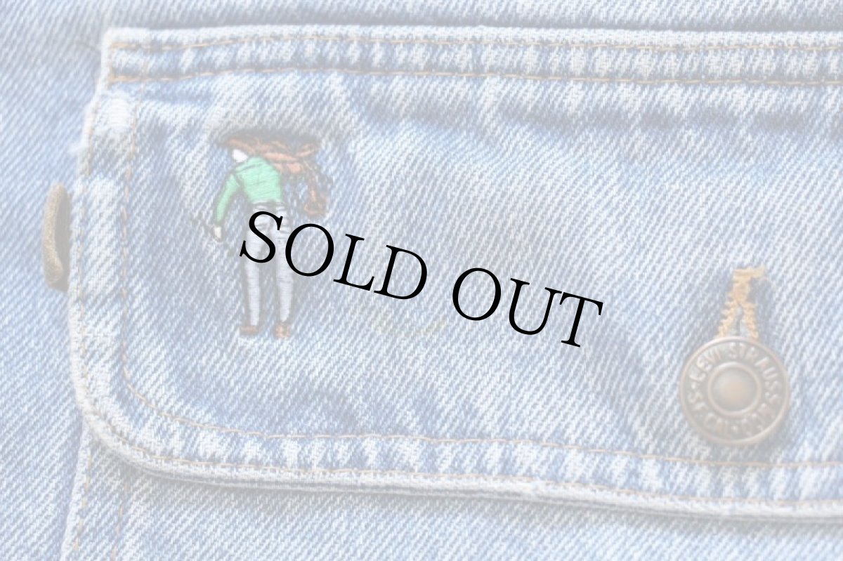 画像5: 80s イタリア製 Levi'sリーバイス サドルマン刺繍 チェック ネルライナー デニムコート★ユーロ (5)