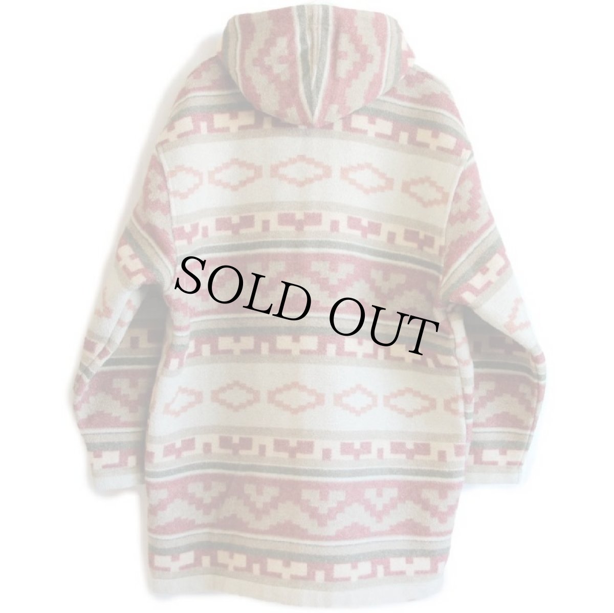 画像2: 90s イタリア製 Levi'sリーバイス フォークロア柄 フーデッド ウール混 ブランケット コート L★ユーロ (2)