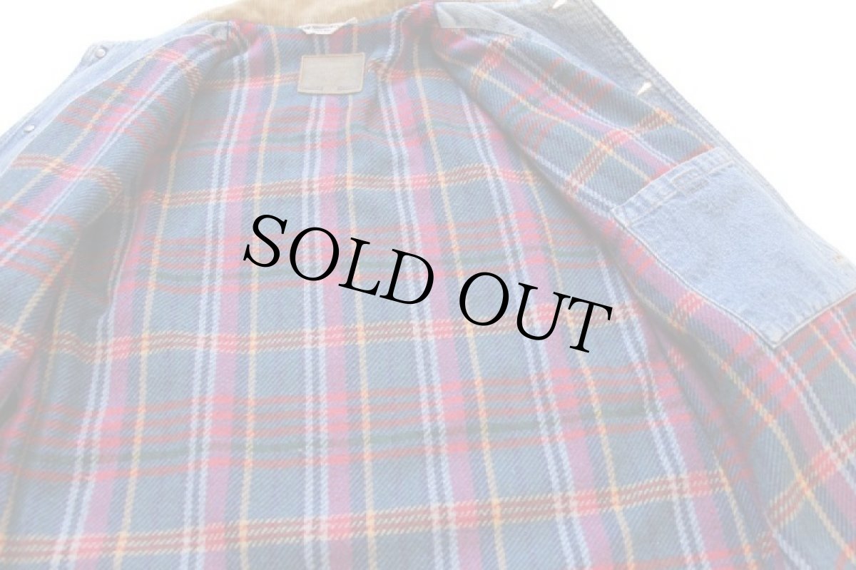 画像6: 80s イタリア製 Levi'sリーバイス サドルマン刺繍 チェック ネルライナー デニムコート★ユーロ (6)