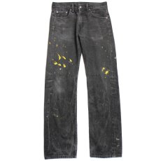 画像2: Levi'sリーバイス 505 ブラック デニムパンツ ペンキ飛び w29 L32★SDP2342 (2)