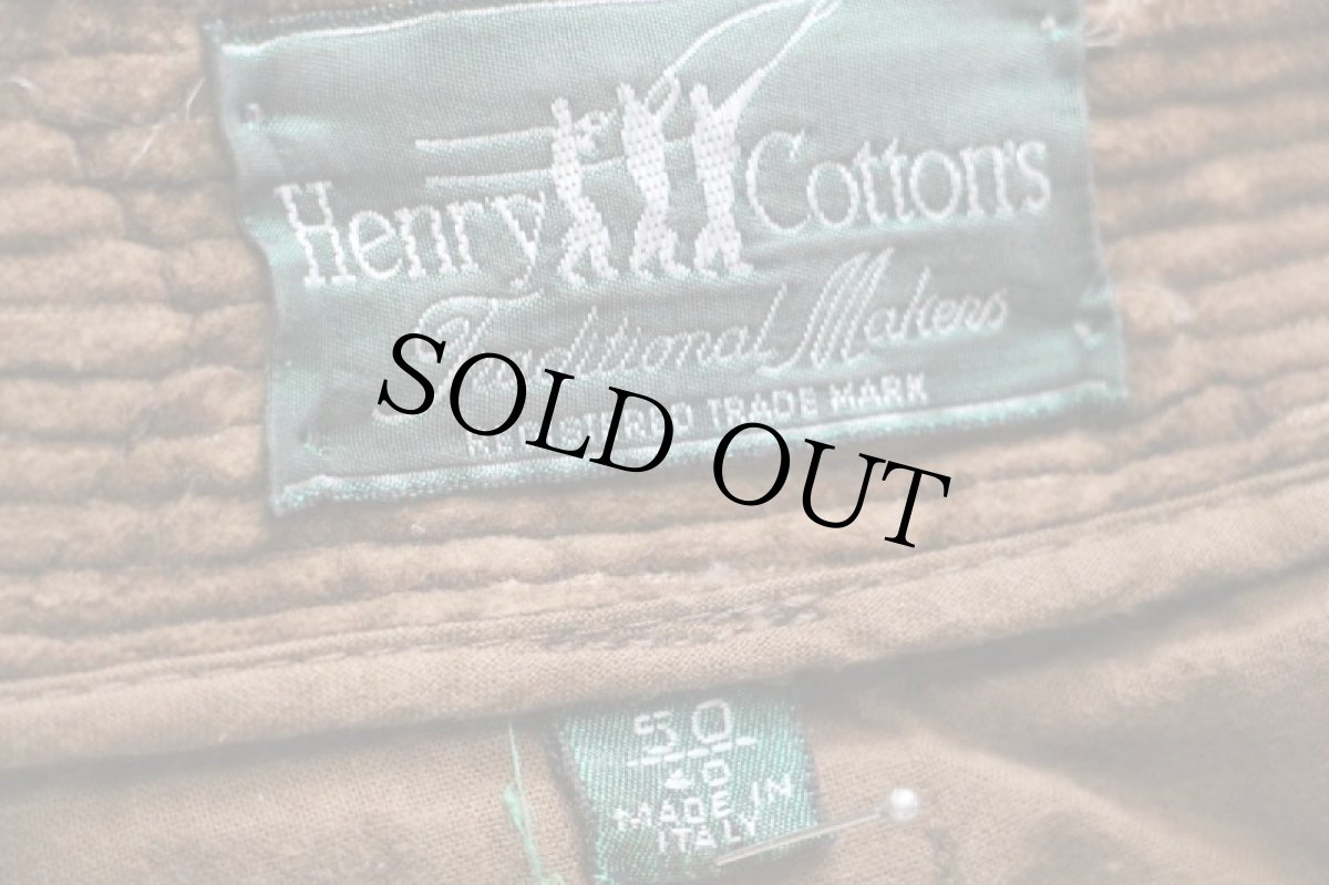 画像6: 90s イタリア製 Henry Cotton's ツータック コットン 太畝 コーデュロイパンツ 茶 50★スラックス (6)