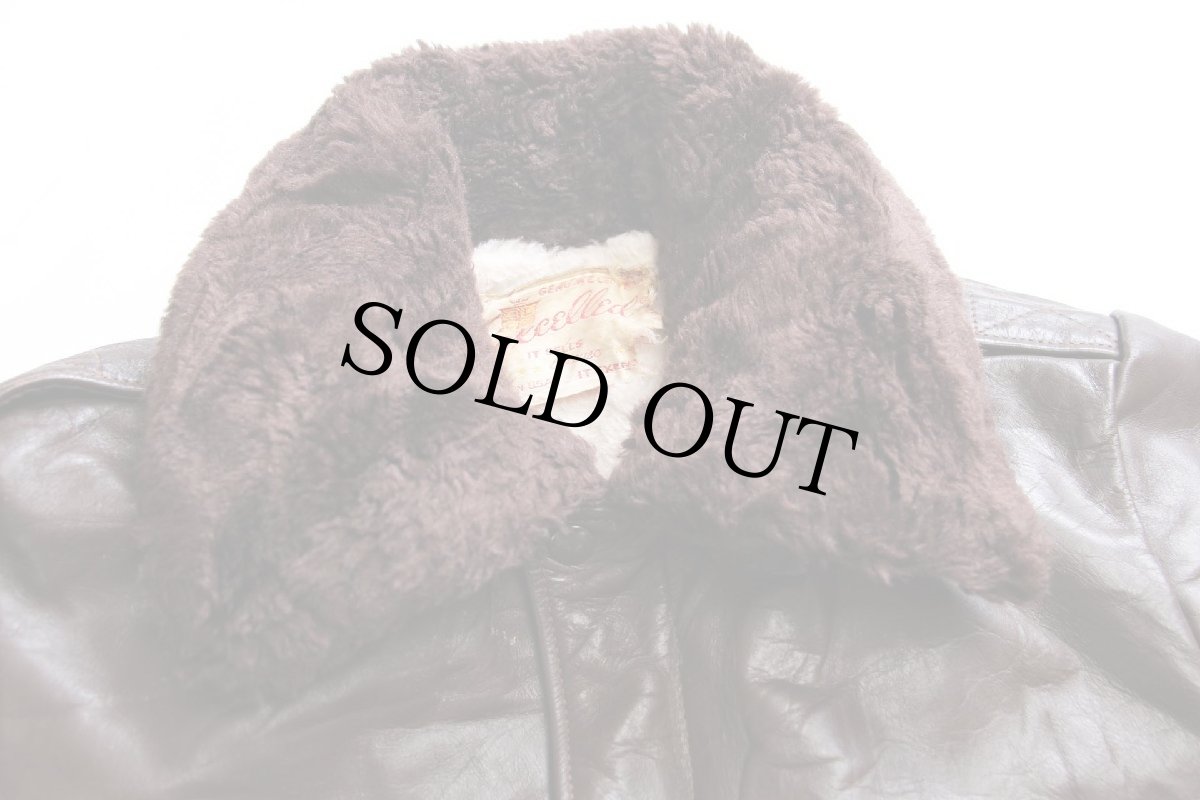 画像3: 70s USA製 Excelled A-2タイプ 襟ボア&ライナー フライト レザージャケット 焦げ茶 (3)