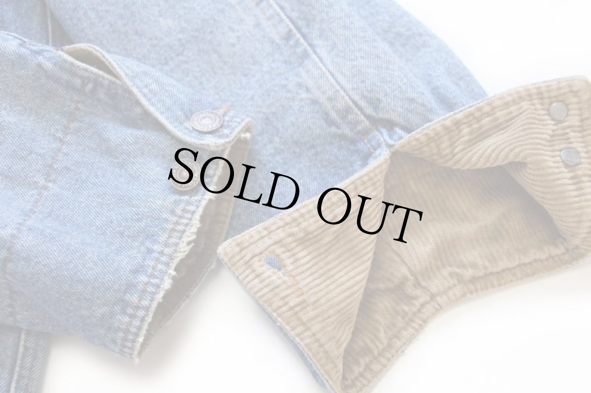 画像8: 80s イタリア製 Levi'sリーバイス サドルマン刺繍 チェック ネルライナー デニムコート★ユーロ (8)
