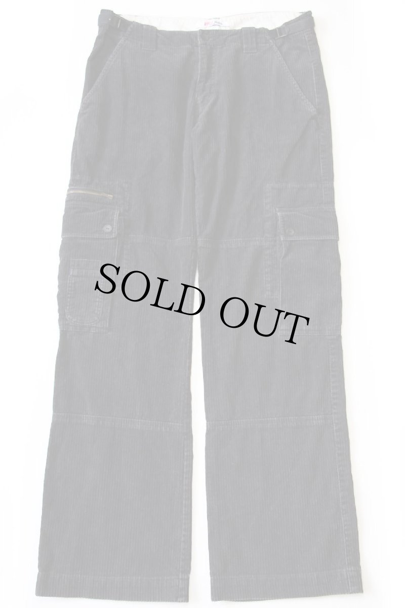 画像2: デッドストック★RIFLE ランダム 太畝 コーデュロイ カーゴパンツ 薄黒 w36 L35 (2)