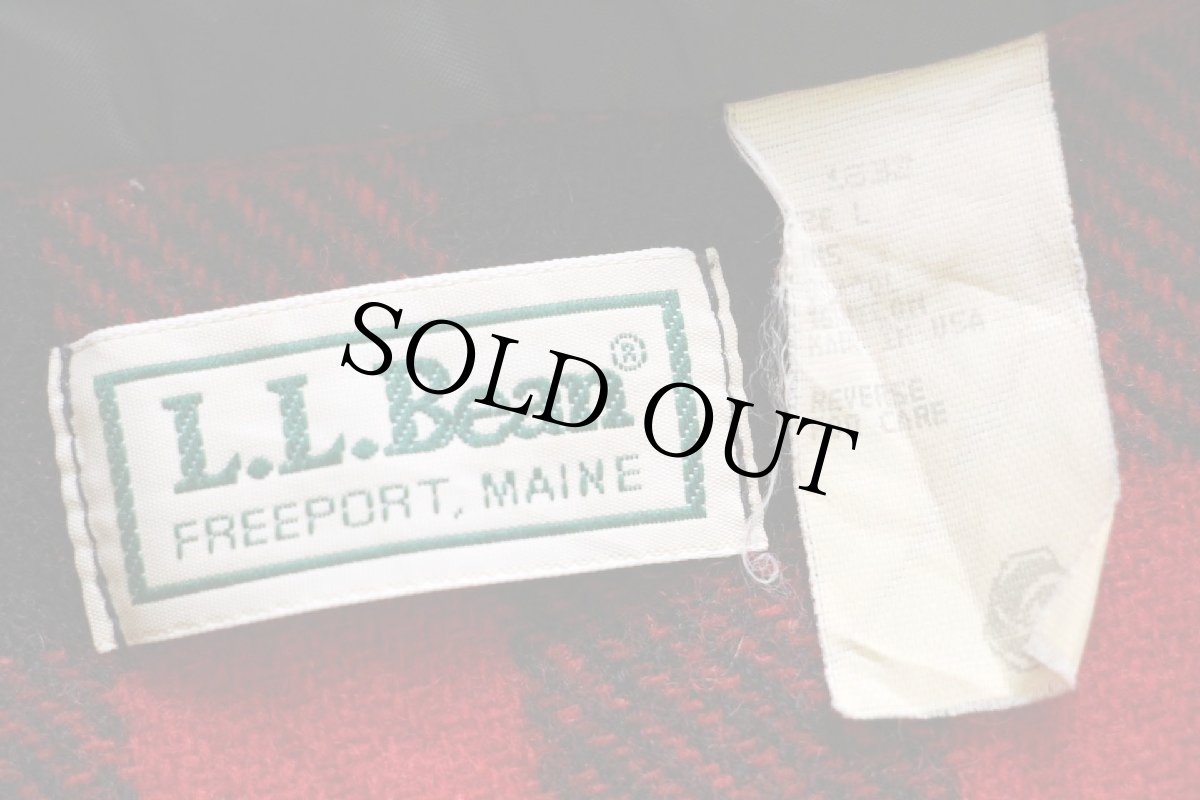 画像4: 90s USA製 L.L.Bean バッファローチェック ウールシャツ 赤×黒 L (4)