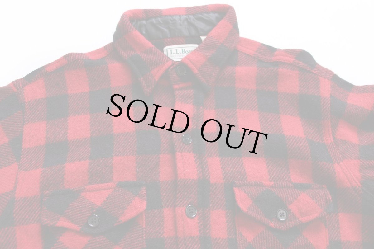 画像3: 90s USA製 L.L.Bean バッファローチェック ウールシャツ 赤×黒 L (3)