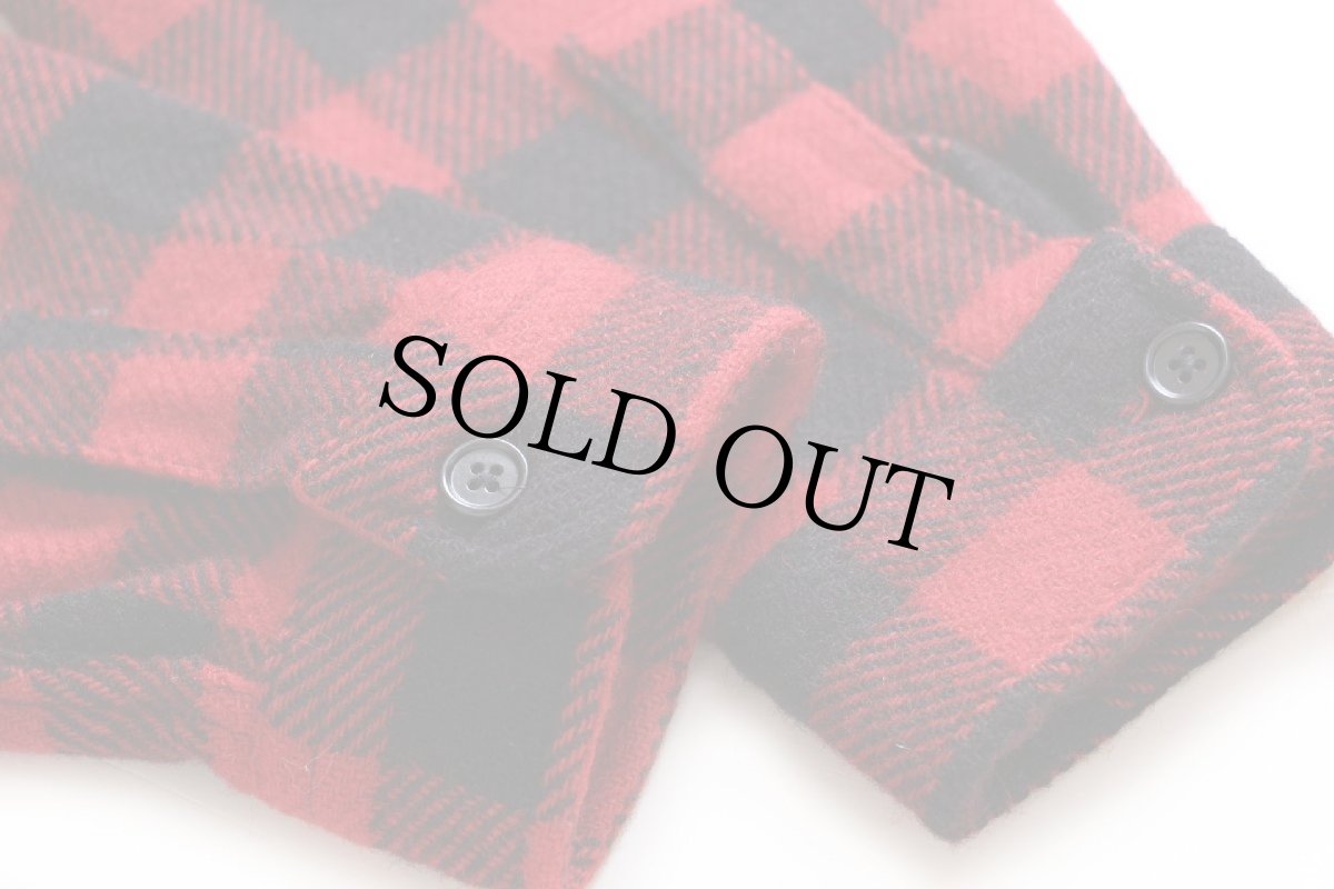 画像6: 90s USA製 L.L.Bean バッファローチェック ウールシャツ 赤×黒 L (6)