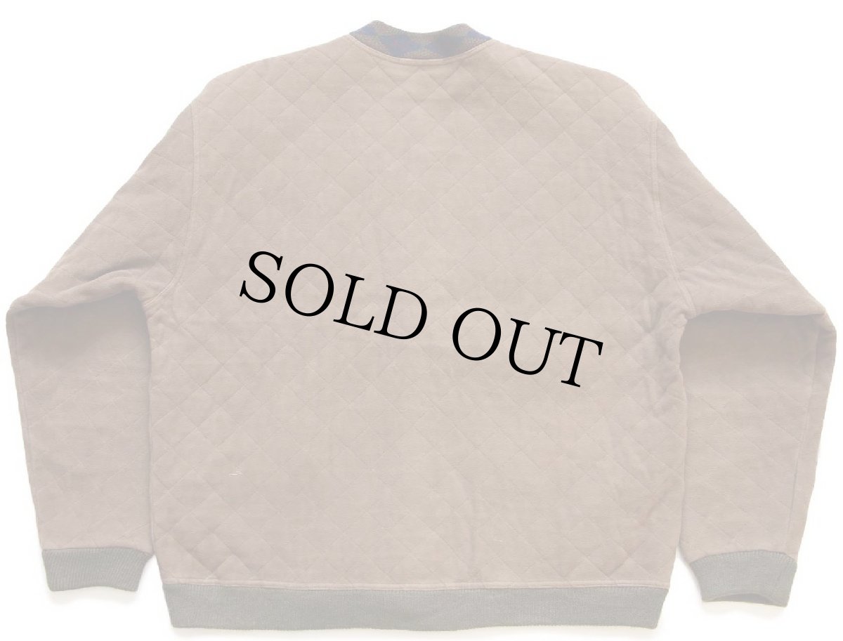 画像2: 90s イタリア製 RODRIGO アーガイル柄 切り替え コットン スウェット キルティング カーディガン 茶 52 (2)