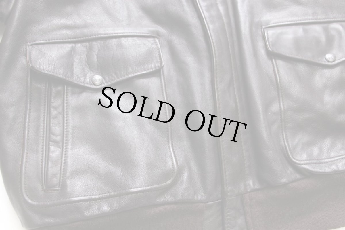 画像7: USA製 Schottショット A-2タイプ 184F ロゴ刺繍 襟ボア&ライナー付き フライト レザージャケット 焦げ茶 48 (7)