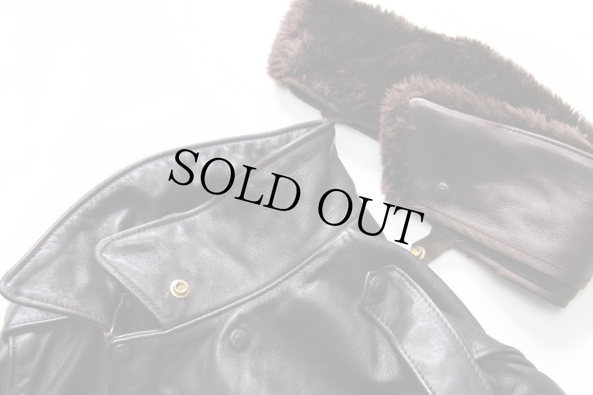 画像10: USA製 Schottショット A-2タイプ 184F ロゴ刺繍 襟ボア&ライナー付き フライト レザージャケット 焦げ茶 48 (10)