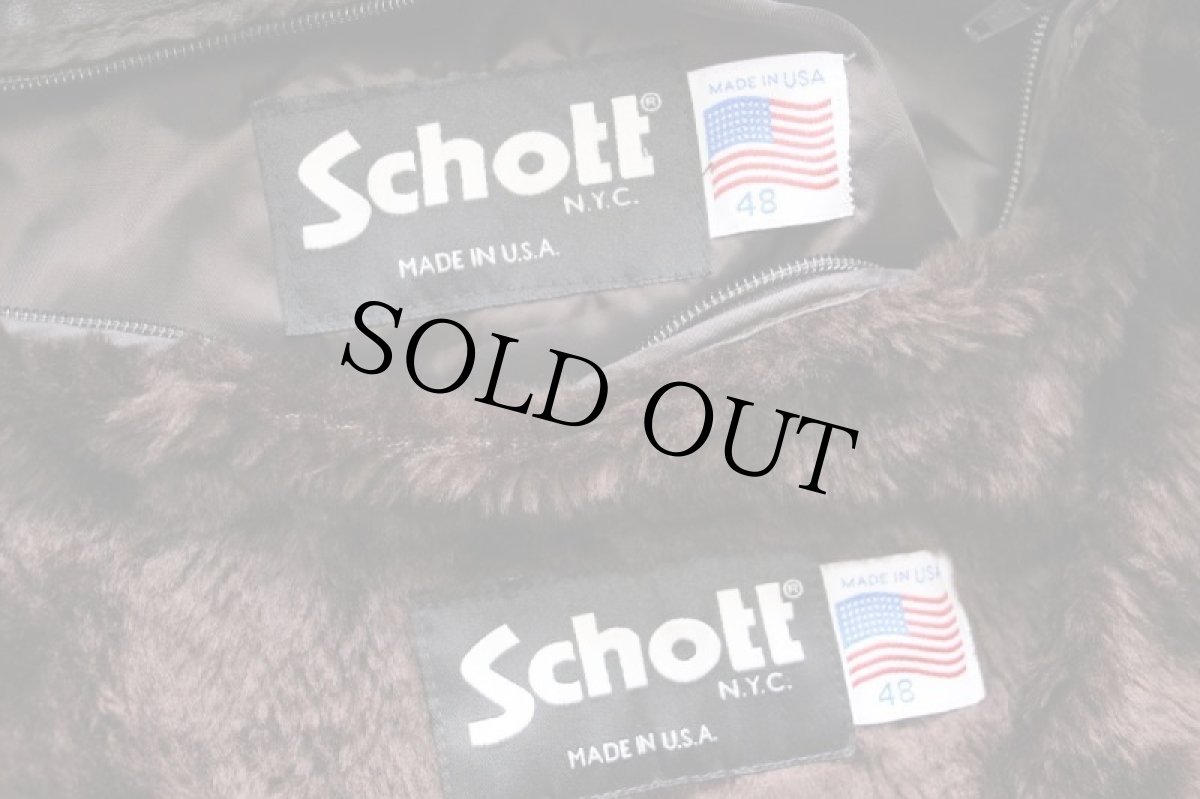 画像4: USA製 Schottショット A-2タイプ 184F ロゴ刺繍 襟ボア&ライナー付き フライト レザージャケット 焦げ茶 48 (4)