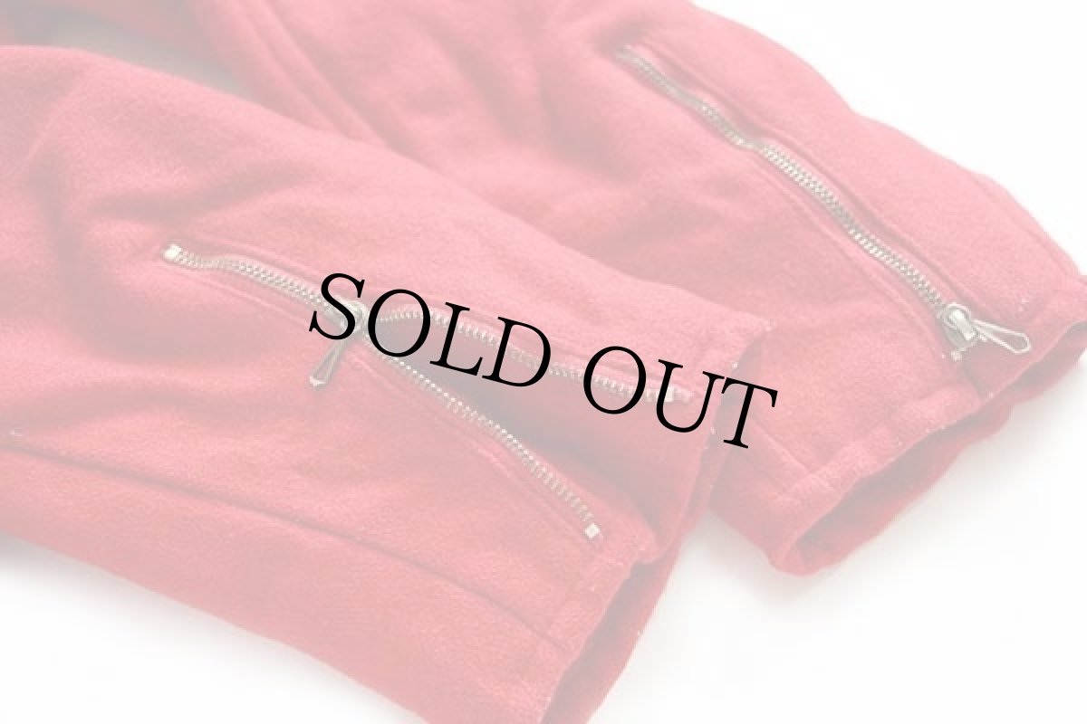 画像8: 80s LEMON キルティングライナー ダブルライダース メルトン ウールジャケット 赤 M (8)