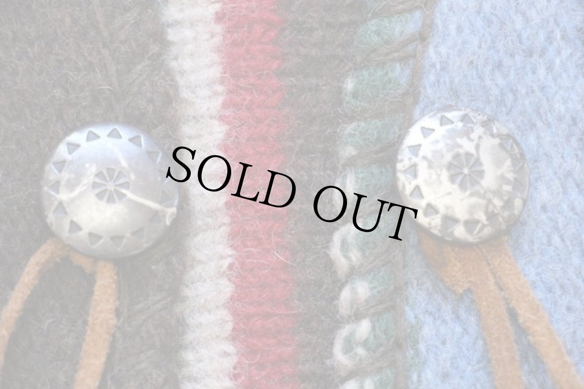 画像5: 90s イタリア製 BENETTONベネトン コンチョボタン ラグ柄 ウールニット ベスト カーディガン M (5)