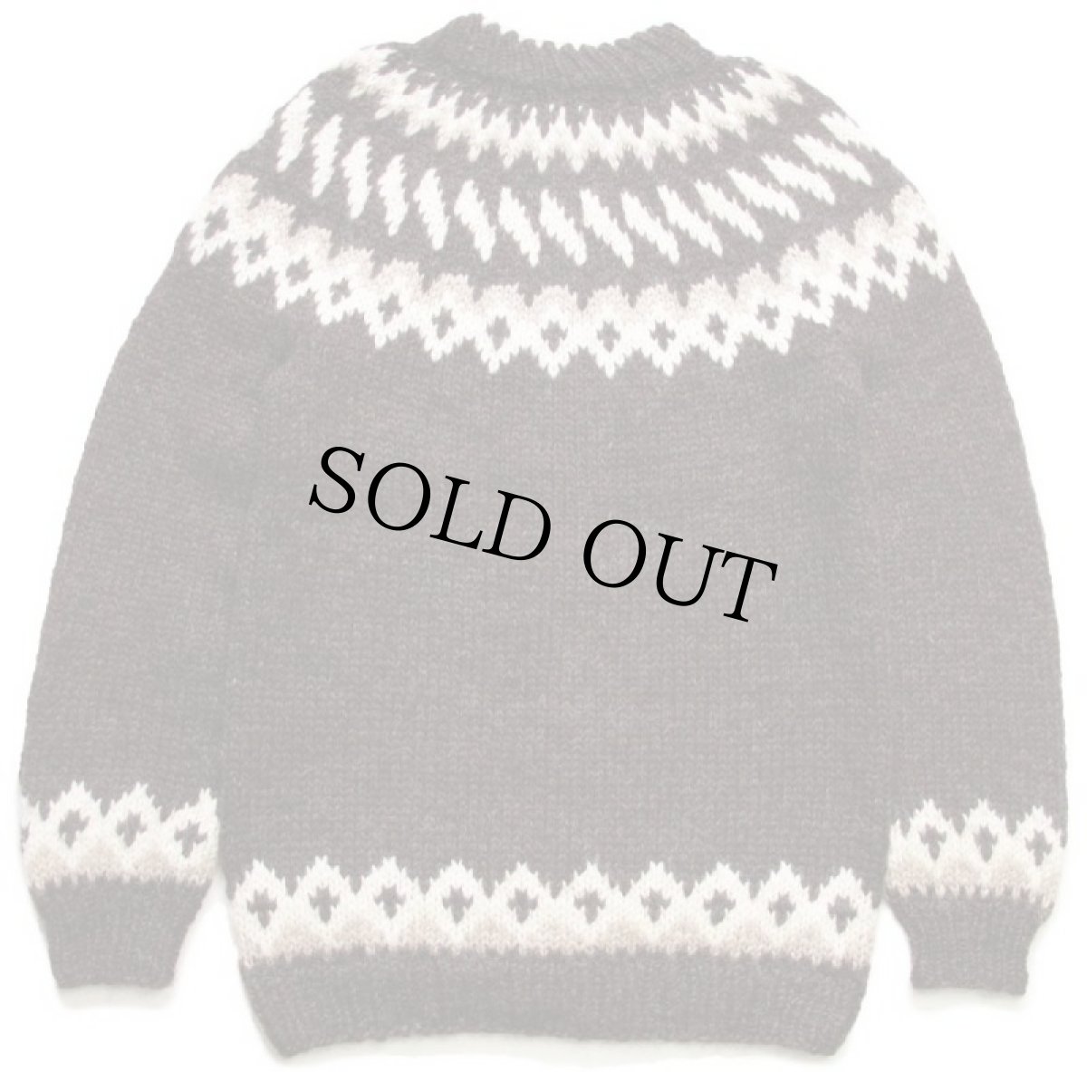 画像2: デッドストック★アイスランド製 Alafoss 丸ヨーク ノルディック柄 ウール ハンドニット ロング カーディガン M-L (2)