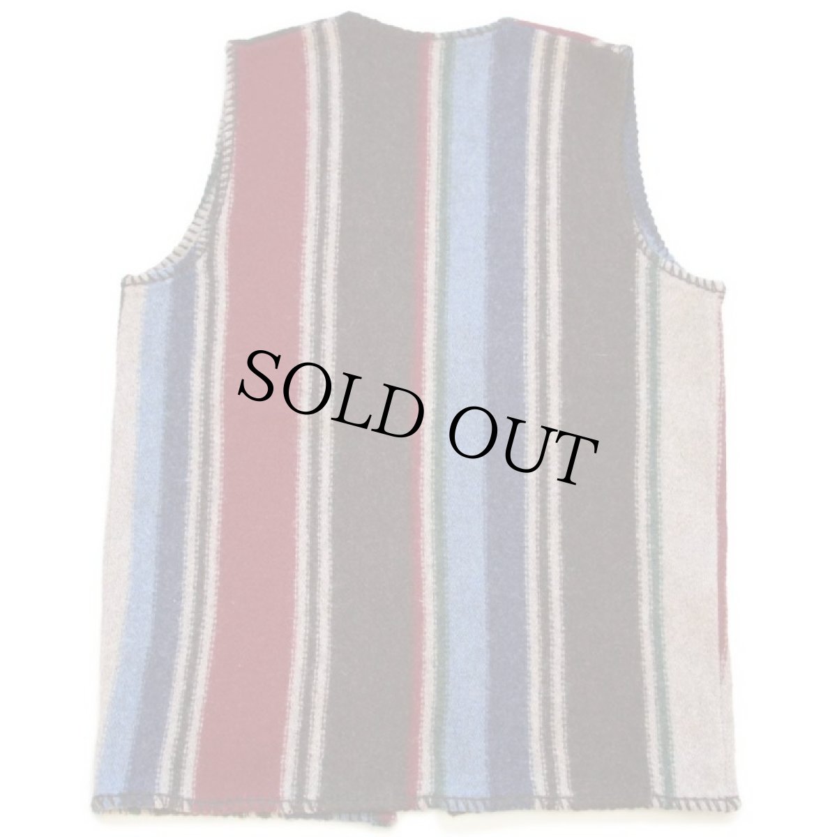 画像2: 90s イタリア製 BENETTONベネトン コンチョボタン ラグ柄 ウールニット ベスト カーディガン M (2)