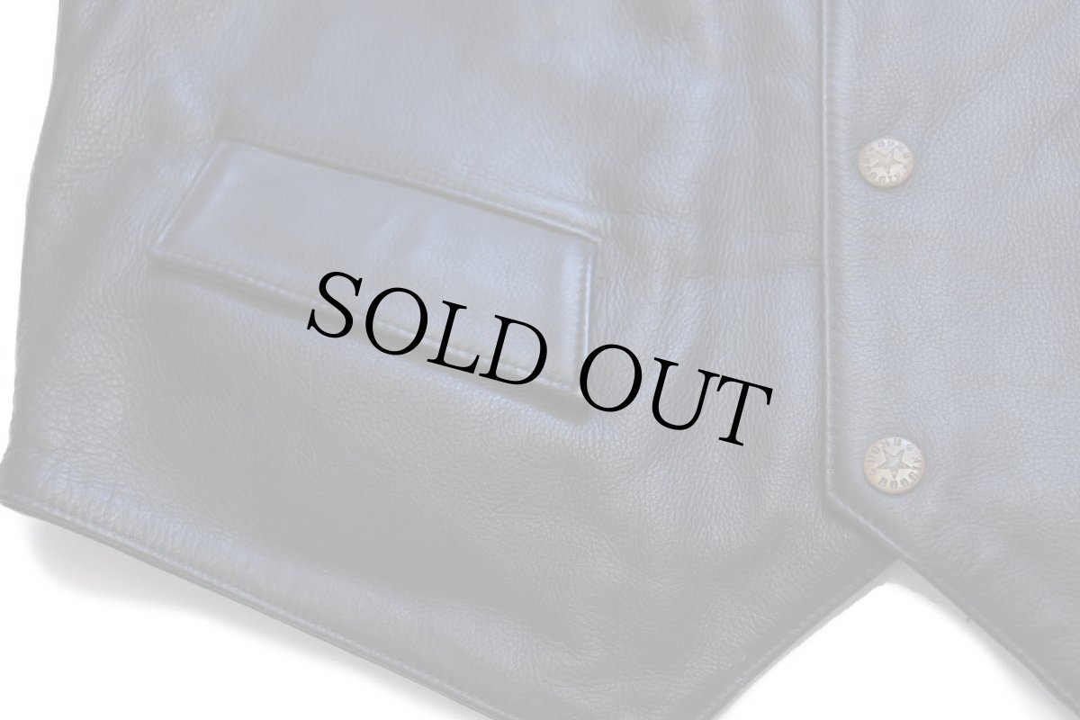 画像6: 90s BOMB BOOGIE ノーカラー レザーベスト 黒 XL (6)