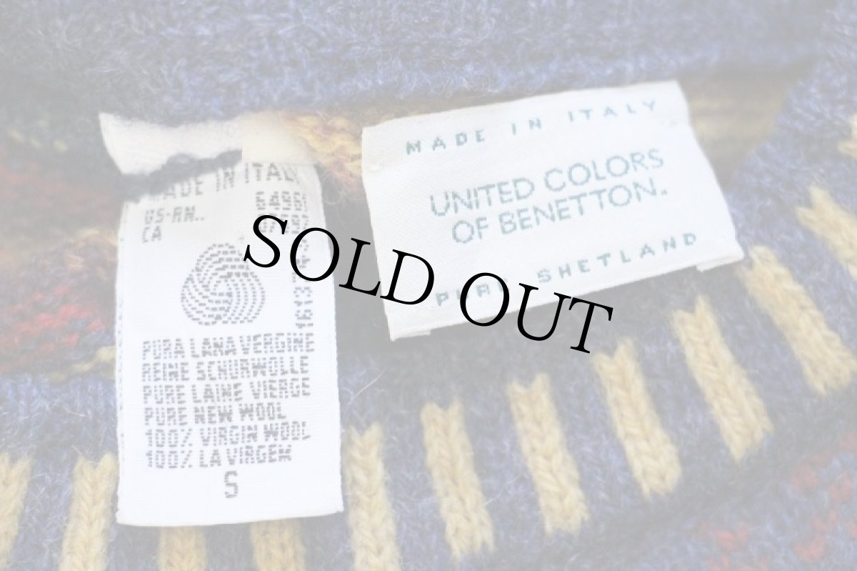 画像4: 90s イタリア製 BENETTONベネトン フェアアイル柄 ウールニット セーター S (4)