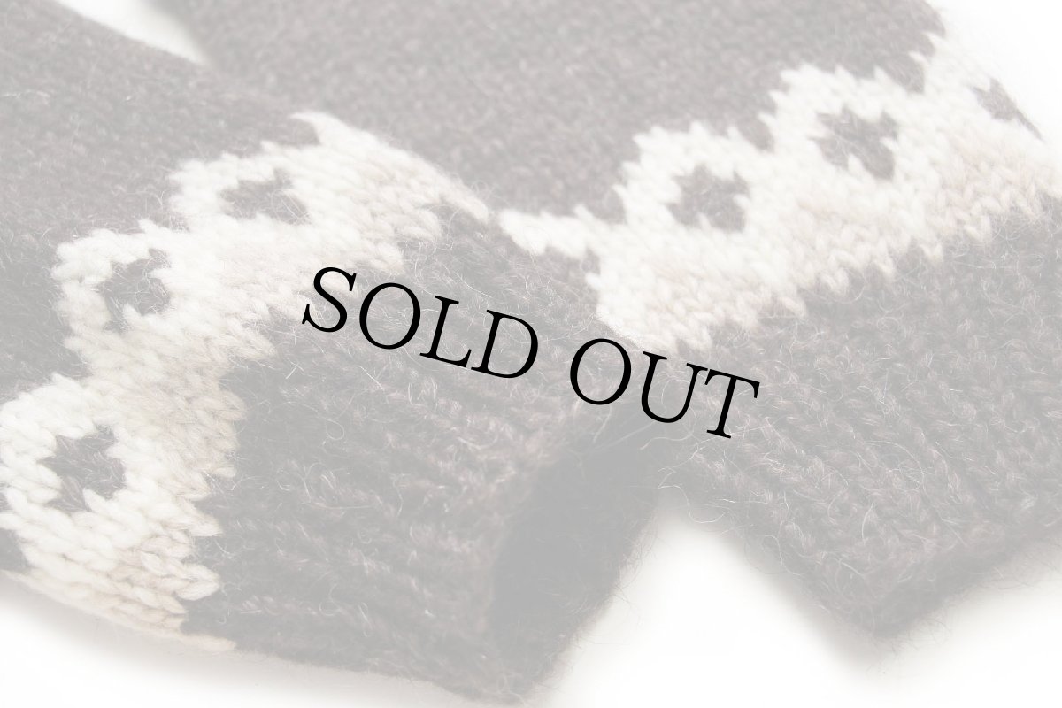 画像6: デッドストック★アイスランド製 Alafoss 丸ヨーク ノルディック柄 ウール ハンドニット ロング カーディガン M-L (6)