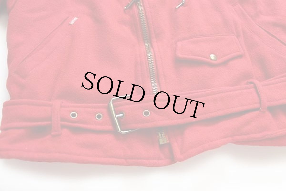 画像7: 80s LEMON キルティングライナー ダブルライダース メルトン ウールジャケット 赤 M (7)