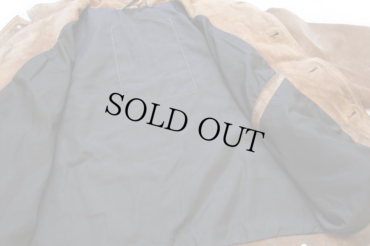 画像6: 90s イタリア製 UNKNOWN サードタイプ スエード レザージャケット 4ポケット 薄茶 (6)