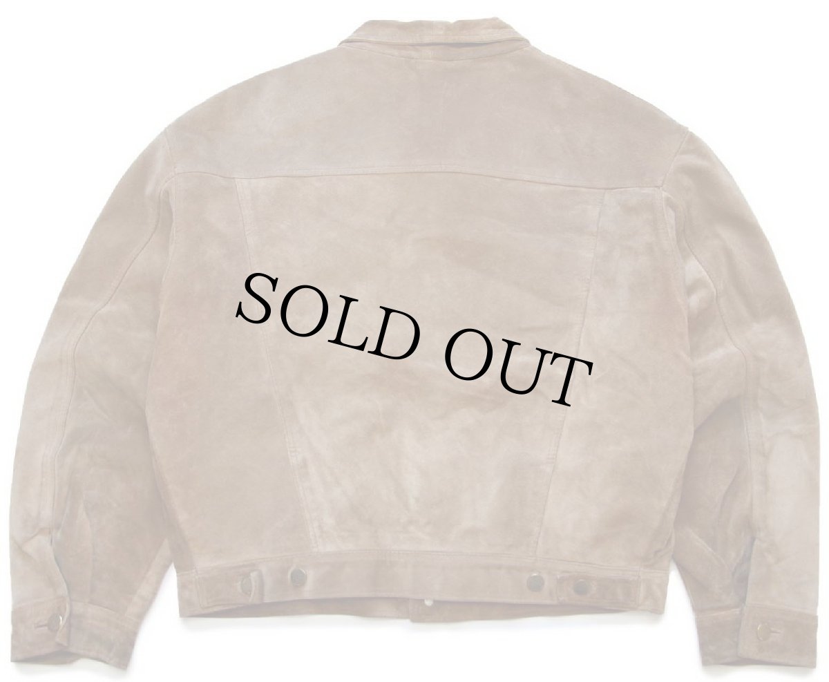 画像2: 90s イタリア製 UNKNOWN サードタイプ スエード レザージャケット 4ポケット 薄茶 (2)