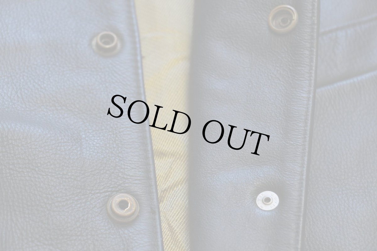 画像7: 90s BOMB BOOGIE ノーカラー レザーベスト 黒 XL (7)