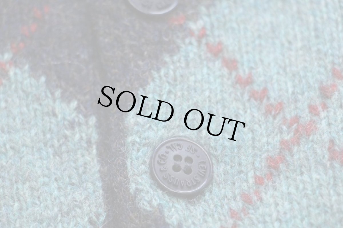 画像5: 80s イタリア製 Levi'sリーバイス アーガイル柄 襟付き ウールニット セーター ネイビー ミックス S★ポロシャツ ユーロ (5)