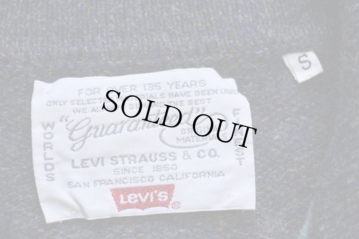 画像4: 80s イタリア製 Levi'sリーバイス アーガイル柄 襟付き ウールニット セーター ネイビー ミックス S★ポロシャツ ユーロ (4)