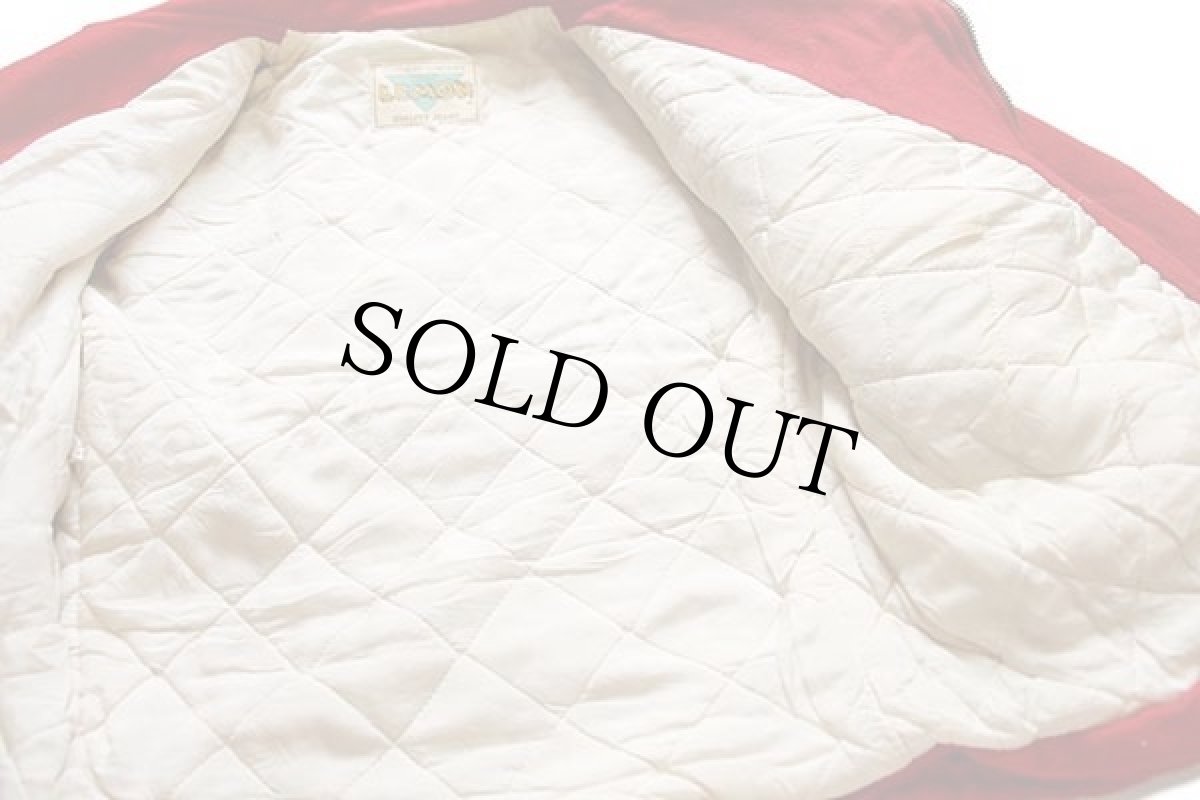 画像5: 80s LEMON キルティングライナー ダブルライダース メルトン ウールジャケット 赤 M (5)