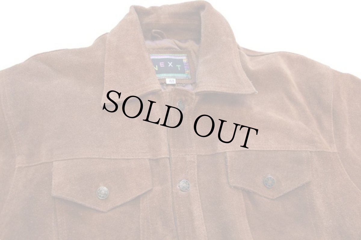 画像3: 90s NEXT サードタイプ キルティングライナー スエード レザージャケット 4ポケット 茶 (3)