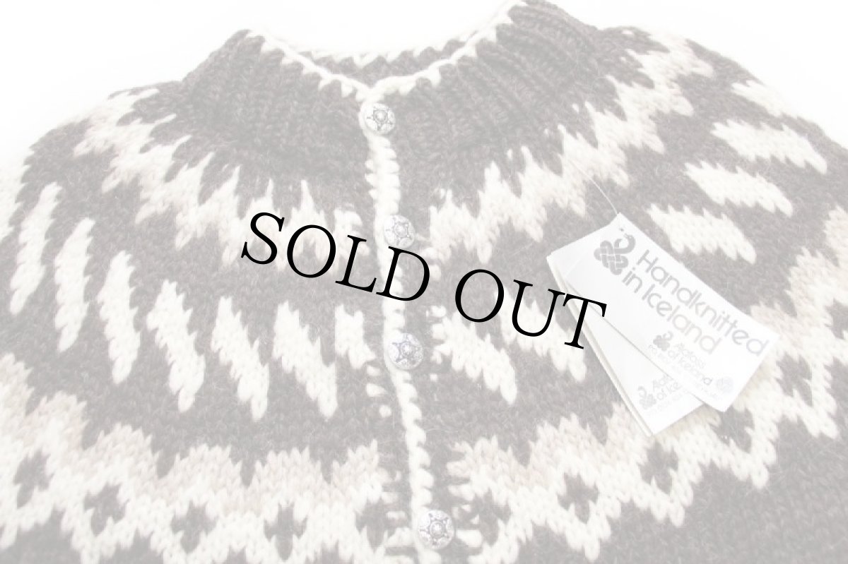 画像3: デッドストック★アイスランド製 Alafoss 丸ヨーク ノルディック柄 ウール ハンドニット ロング カーディガン M-L (3)